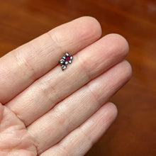 Load image into Gallery viewer, 16G 1/4 Pink Gem Black Fanciful Flower Labret Monroe Tragus
