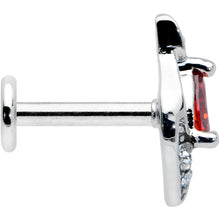 Load image into Gallery viewer, 16G 1/4 Clear Red Gem Swirling Oval Labret Monroe Tragus
