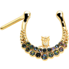 Load image into Gallery viewer, 16G 5/16 Aurora Gem Gold Tone Owl Moon Cartilage Clicker
