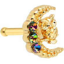 Load image into Gallery viewer, 20G 1/4 Aurora Gem Gold Tone Owl In Moon Nose Bone

