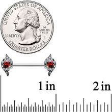 Load image into Gallery viewer, 14G 9/16 Clear Red Gem Swirling Oval Barbell Nipple Ring Set
