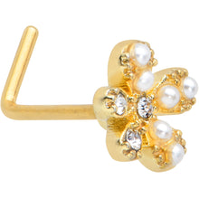 Load image into Gallery viewer, 20G 1/4 Clear Gem Gold Tone Stylish Splat L Shape Nose Ring
