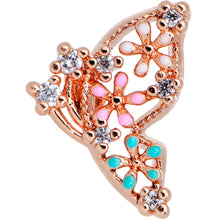 Load image into Gallery viewer, 20G 1/4 Clear CZ Gem Rose Gold Tone Abstract Butterfly Nose Bone
