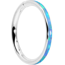Load image into Gallery viewer, 16G 3/8 Blue Synthetic Opal Sleek Forward Facing Segment Ring
