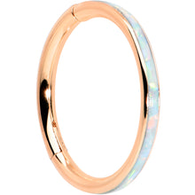 Load image into Gallery viewer, 16G 3/8 Synth Opal Rose Gold Tone Sleek Forward Face Segment Ring
