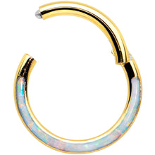 Load image into Gallery viewer, 16G 5/16 Synth Opal Gold Tone Bottom Curve Hinged Segment Ring
