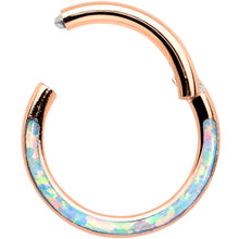 Load image into Gallery viewer, 16G 5/16 Synth Opal Rosy Tone Bottom Curve Hinged Segment Ring
