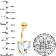 Load image into Gallery viewer, Clear Gem Gold Tone Big Heart Valentines Belly Ring
