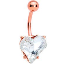 Load image into Gallery viewer, Clear Gem Rose Gold Tone Big Heart Valentines Belly Ring
