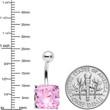 Load image into Gallery viewer, Pink Gem Square Stylish Elegance Mandala Flower Belly Ring
