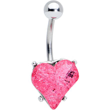 Load image into Gallery viewer, Pink Gem Heart Love Valentines Day Belly Ring
