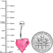 Load image into Gallery viewer, Pink Gem Heart Love Valentines Day Belly Ring
