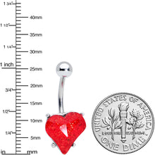 Load image into Gallery viewer, Red Gem Valentines Day Heart Love Belly Ring

