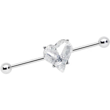 Load image into Gallery viewer, 14G Clear Gem Heart Love Valentines Day Industrial Barbell 38mm
