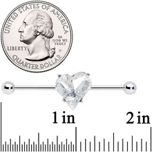 Load image into Gallery viewer, 14G Clear Gem Heart Love Valentines Day Industrial Barbell 38mm
