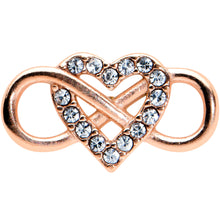 Load image into Gallery viewer, Clear CZ Gem Rose Gold Tone Infinity Heart Barbell Tongue Ring
