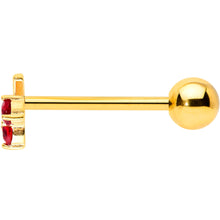 Load image into Gallery viewer, Red Green Gem Gold Tone Tasty Cherry Fruit Barbell Tongue Ring
