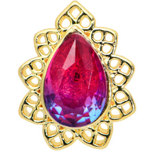 Load image into Gallery viewer, 16G 5/16 Purple Tourmaline Gold Tone Drop Labret Monroe Tragus
