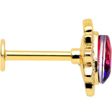 Load image into Gallery viewer, 16G 5/16 Purple Tourmaline Gold Tone Drop Labret Monroe Tragus
