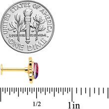Load image into Gallery viewer, 16G 5/16 Purple Tourmaline Gold Tone Drop Labret Monroe Tragus
