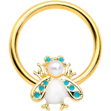Load image into Gallery viewer, 16G 3/8 White Gem Gold Tone Snow Bug BCR Captive Bead Ring
