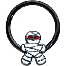 Load image into Gallery viewer, 16G 3/8 Black Red Eye Mummy Halloween Segment Ring

