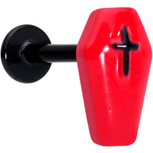 Load image into Gallery viewer, 16G 5/16 Black Red Coffin Halloween Labret Monroe Tragus
