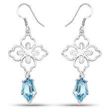 Load image into Gallery viewer, 12.82 Carat Genuine Swiss Blue Topaz .925 Sterling Silver Earrings
