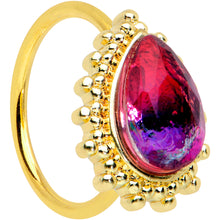 Load image into Gallery viewer, 20G 5/16 Purple Tourmaline Gold Tone Drop Nose Hoop
