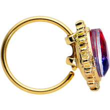 Load image into Gallery viewer, 20G 5/16 Purple Tourmaline Gold Tone Drop Nose Hoop
