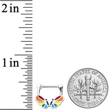 Load image into Gallery viewer, 16G 5/16 Pride Rainbow Stripes Butterfly Cartilage Clicker
