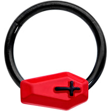 Load image into Gallery viewer, 16G 3/8 Black Red Coffin Halloween Segment Ring
