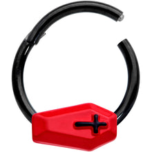 Load image into Gallery viewer, 16G 3/8 Black Red Coffin Halloween Segment Ring

