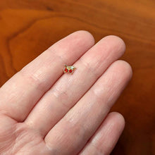 Load image into Gallery viewer, 20G 1/4 Red Green Gem Gold Tone Tasty Cherry Fruit Nose Bone
