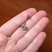 Load image into Gallery viewer, Clear Cubic Zirconia Gem Rose Gold Tone Infinity Heart Belly Ring
