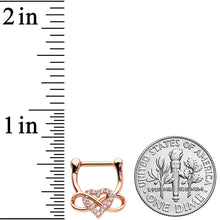 Load image into Gallery viewer, 16G 5/16 Clear CZ Gem Rose Gold Tone Infinity Heart Clicker
