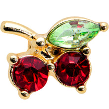 Load image into Gallery viewer, 16G 1/4 Red Gem Gold Tone Tasty Cherry Fruit Labret Monroe Tragus
