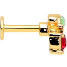 Load image into Gallery viewer, 16G 1/4 Red Gem Gold Tone Tasty Cherry Fruit Labret Monroe Tragus
