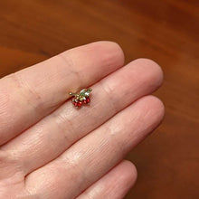Load image into Gallery viewer, 16G 1/4 Red Gem Gold Tone Tasty Cherry Fruit Labret Monroe Tragus
