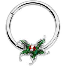 Load image into Gallery viewer, 16G 3/8 Tiny Ladybug Leaves Hinged Segment Ring
