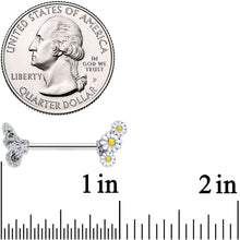 Load image into Gallery viewer, 14G 9/16 Clear Gem Butterfly Daisy Flower Barbell Nipple Ring Set
