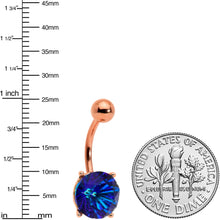 Load image into Gallery viewer, Blue Gem Rose Gold Tone Simply Elegant Style Belly Ring
