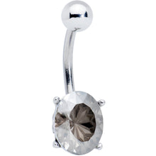 Load image into Gallery viewer, Grey Gem Oval Flower Mandala Stylish Elegance Belly Ring
