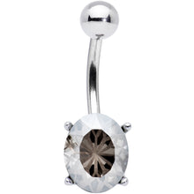 Load image into Gallery viewer, Grey Gem Oval Flower Mandala Stylish Elegance Belly Ring
