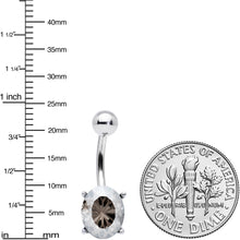 Load image into Gallery viewer, Grey Gem Oval Flower Mandala Stylish Elegance Belly Ring
