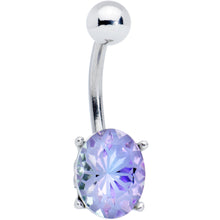 Load image into Gallery viewer, Purple Gem Oval Flower Mandala Stylish Elegance Belly Ring
