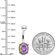 Load image into Gallery viewer, Vitrail Gem Oval Flower Mandala Stylish Elegance Belly Ring
