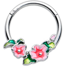 Load image into Gallery viewer, 16G 3/8 Lovely Pink Flowers Hinged Segment Ring
