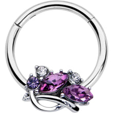 Load image into Gallery viewer, 16G 3/8 Purple Gem Abstract Elegance Hinged Segment Ring
