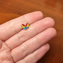 Load image into Gallery viewer, Pride Rainbow Stripes Butterfly Barbell Tongue Ring

